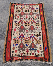 Vintage Traditional Tribal Afghan stunning color Wool Kilim Rug Carpet 158x89 cm