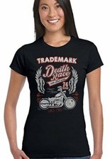 Trademark Death Race - Womens Biker T-Shirt Motorbike Indian Motorcycle 
