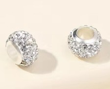 Two white pave Crystal charm Spacer beads