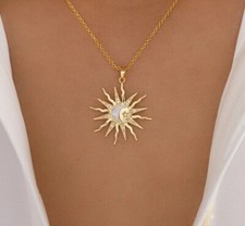 Zara 18K Gold plated link chain necklace sunburst  sun burst pendant star detail