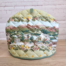 Vintage Tea Cozy Cosie Quilted Padded Warmer Mountain Landscape Print Country GO