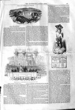 Old Antique Print 1842 Ashton Hall Lancashire Music Stand Hullah School 19th