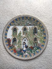 Vintage 90s Royal Worcester Country Cottage, Girl In Blue Dress Decorative Plate