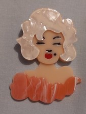 Marilyn Monroe Modern Acrylic Brooch Costume Jewellery 