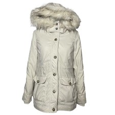 Rare Vintage Inspo S Hollister Ultimate Puffer Cream Fur Lined Parka Jacket Y2K