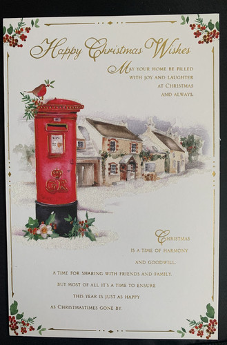 Open christmas card village - open, card,