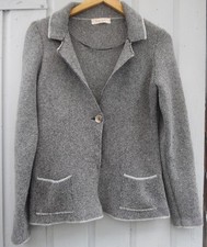 COCOGIO ITALIAN LADIES SZ 1 0 Black, grey & silver Cotton blend KNIT CARDIGAN