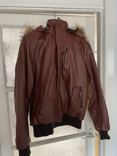 Tan leather bomber style - leather,