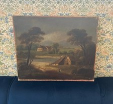 Victorian Oil Painting On Canvas - Worn Condition 