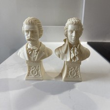 A Pair of 6 Inches Tall Busts of Strauss & Mozart by A.Lucchesi In Italy
