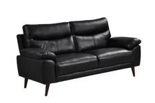 SOFAINSTORE Elliston Black Genuine Leather 3 Seater Sofa – High Back, Deep Seat
