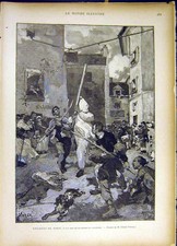 Original Old Antique Print Paris Marmite Chinese Vierge French 1885 Victorian