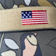 BNWOT Surcingle Belt size S USA Flag  Canvas  & Leather, Ivy League , preppy. 