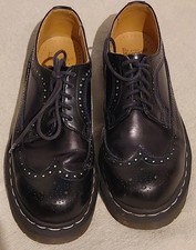 Dr Martens 3989 Oxford Wingtip Brogue Leather Black Lace Up Shoes Size UK 6