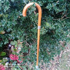 Antique Walking Stick Malaca Cane Silver Collar Monogramed And Dated