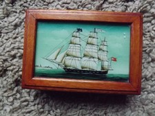 Vintage Wooden Card Box Hand
