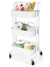  TNAVY 3 Tier Rolling Trolley with Handle, Metal Utility Cart on Wheels Unused 
