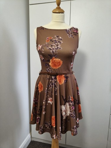 Evita brown floral belted - brown,