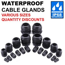 CABLE GLAND IP68 WATERPROOF BLACK NYLON COMPRESSION M8/1012/16/18/20/22/25/32