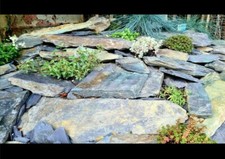 Rustic Slate Walling and Rockery purple, green and rust red