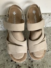 LADIES BEIGE RIEKER ANTISTRESS SANDALS 7