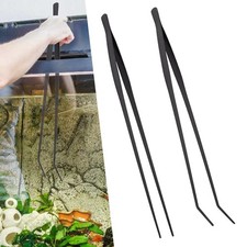 2Pcs 48cm Aquarium Fish Tank Stainless Tweezers Curve Straight Extra Long Tong