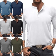 Men Henley Neck T Shirts Men's