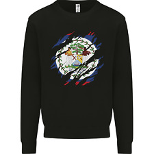 Torn Belize Flag Belizean Day Football Mens Sweatshirt Jumper