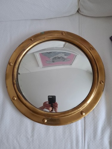 Antique brass porthole convex - antique,