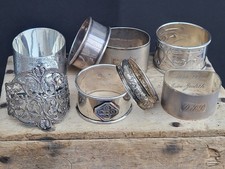 Job Lot Vintage Sterling Silver Napkin Rings. A/F. Scrap / Not Scrap. 168.8gms