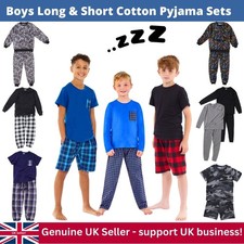 Boys Pyjama PJ Nightwear Sets 2 Piece Check Bottom Loungewear Short Long Bedlam