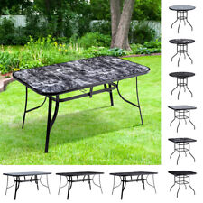 Marble Top Garden Table Patio Dining Table Outdoor Cafe Tables W/ Umbrella Hole