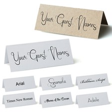 Personalised Place Cards, Table names for Weddings, Parties. White or Kraft Card