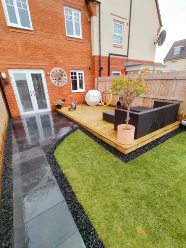 Black slate paving patio - black,