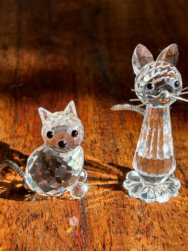 Pair crystal swarovski cat - of,