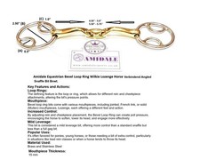 Amidale Equestrian Bevel Loop Ring Wilkie Lozenge Horse Snaffle Bit Bnwt 