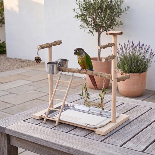 Wood bird playground stand - wood,