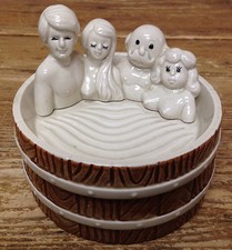 Enesco 1979 Nudes Swingers Two Couples RARE Hot Tub Covered Box RACY Boobs 1970s