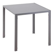 HOMCOM Modern Square Dining Table for 2-4 People, with Glass Top and Metal Legs
