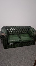 Chesterfield Leather Sofa, Antique Green,
