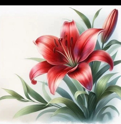 Red lily cross stitch - cross, pattern