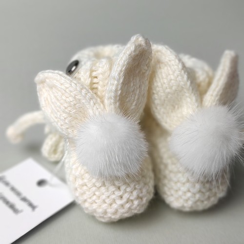 Hand knitted baby booties - knitted,