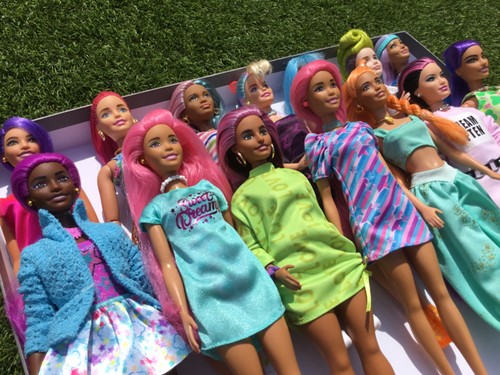 Coloured haired barbie dolls - coloured,