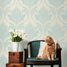 Duck Egg Damask Wallpaper