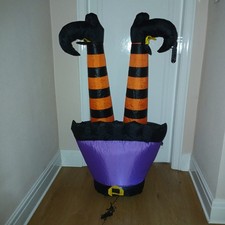 Halloween Party 1.2m Inflatable Light UP LED Witch’s Legs Plug In Blow Up...