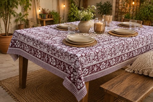 Floral print india tablecloth - india,