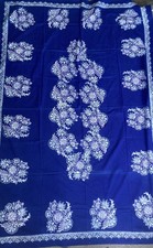 Vintage tablecloth royal blue Hand Block Print Tapestry Throw Cotton  55x79in