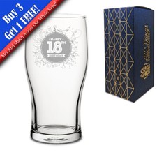 Novelty Pint Beer Cider Glass - Happy 18th Birthday - Perfect Birthday Present