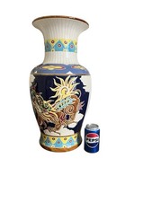 Very Large Hand painted  Oriental Asian Vietnamese Pottery Floor Vase 53cms Tall