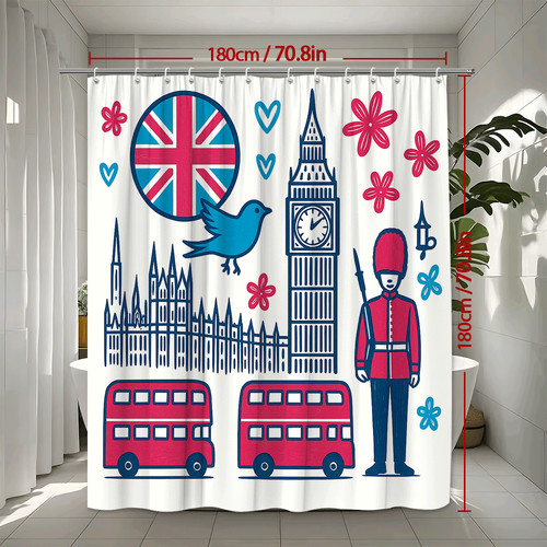 London themed shower curtain - london,
